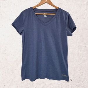 Blue Fitted V-Neck Short Sleeve Tee